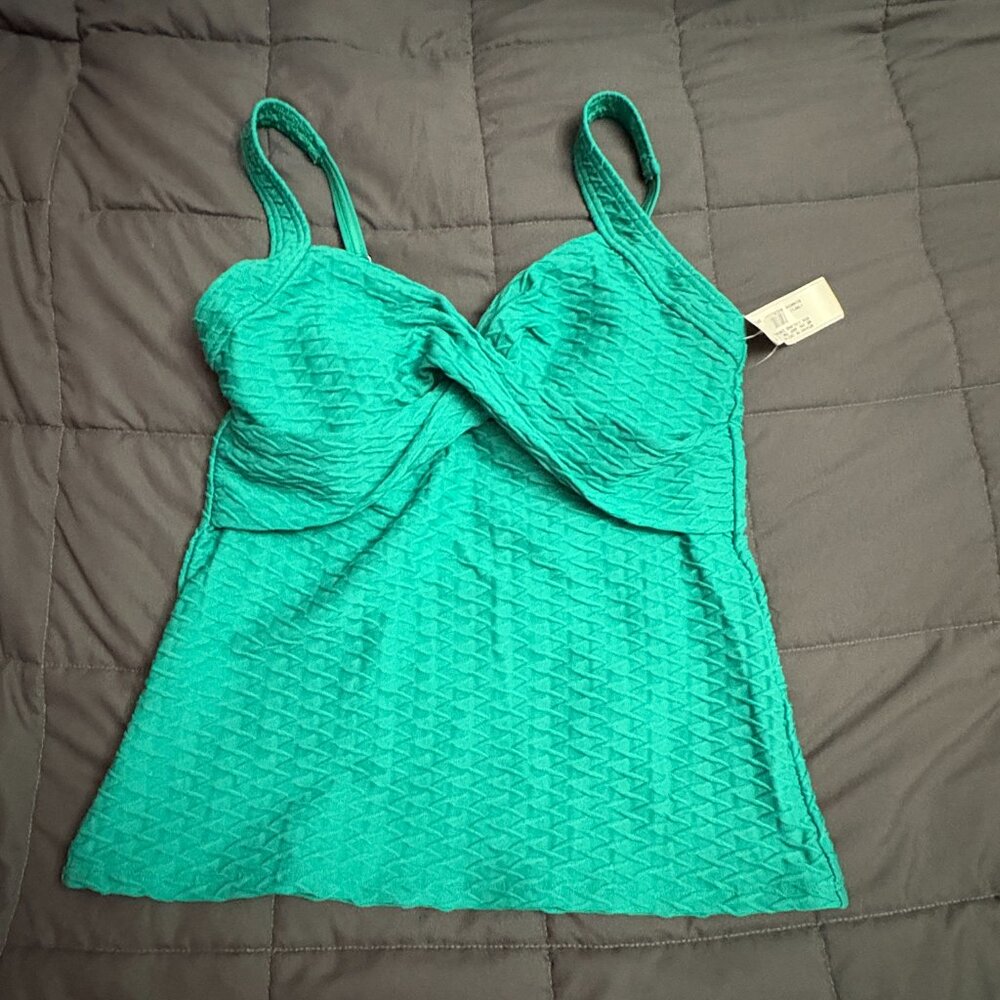 Lands' End Texture Underwire Wrap Tankini Swimsuit Top - Size: 4 - NWT